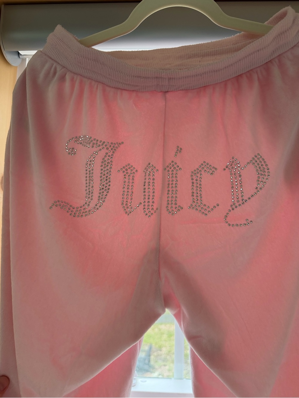 Juicy Couture Light Pink Velour Rhinestone Logo Pants